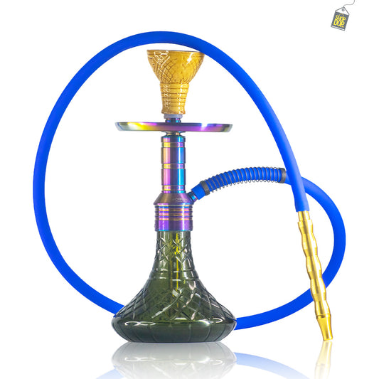 Noddy 007 Night Fire Hookah with Bag - Rainbow Stem / Black Base
