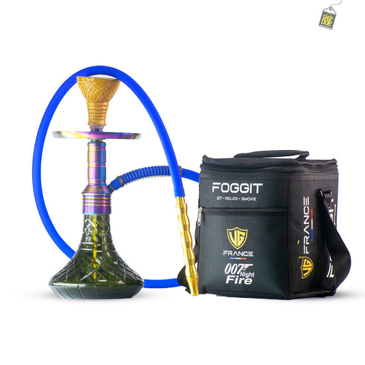 Noddy 007 Night Fire Hookah with Bag - Rainbow Stem / Black Base