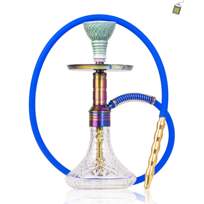 Noddy 007 Night Fire Hookah with Bag - Rainbow Stem / Transparent Base