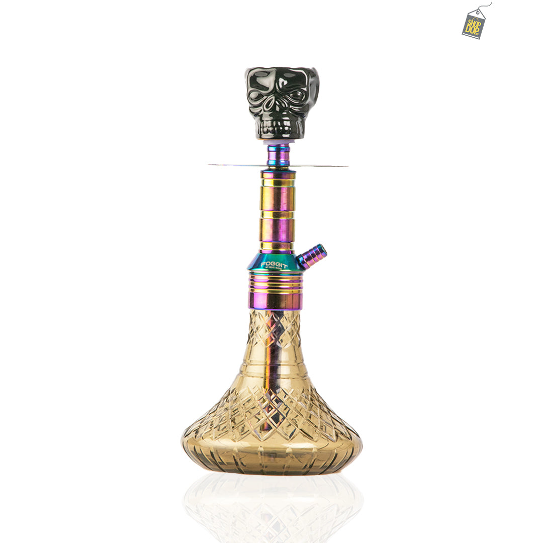 Noddy 007 Night Fire Hookah with Bag - Rainbow Stem / Grey Base