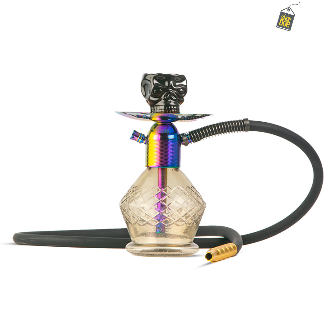 Noddy Hookah - Rainbow Stem / Grey Gem Base