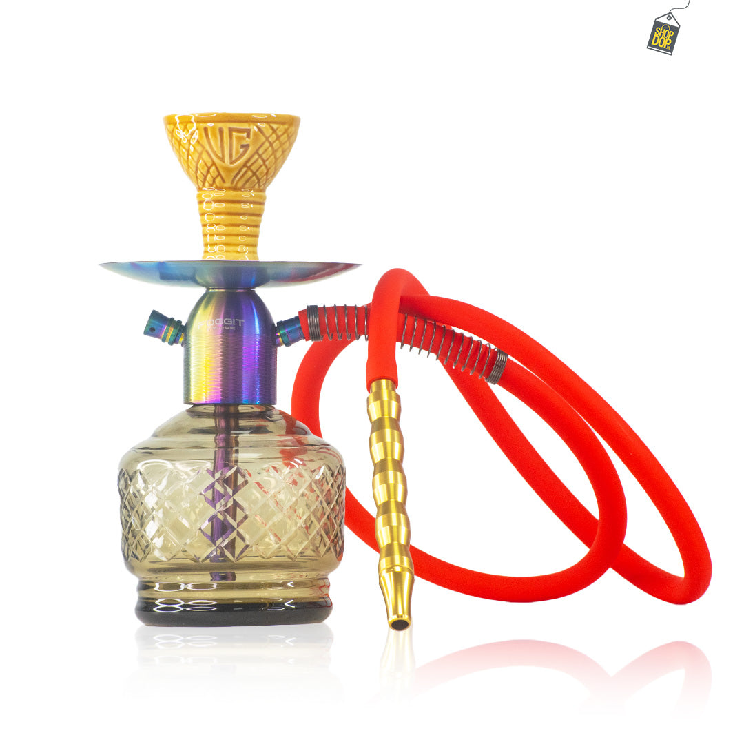 Noddy Flatter Hookah - Rainbow Stem / Grey Base