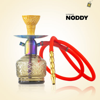 Noddy Flatter Hookah - Rainbow Stem / Grey Base