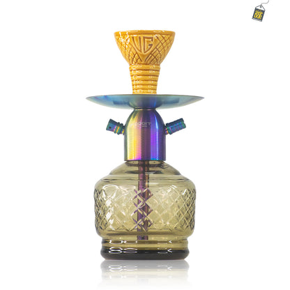 Noddy Flatter Hookah - Rainbow Stem / Grey Base