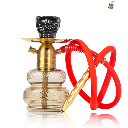 Noddy Hookah 2 Layer - Gold Stem / Grey Base