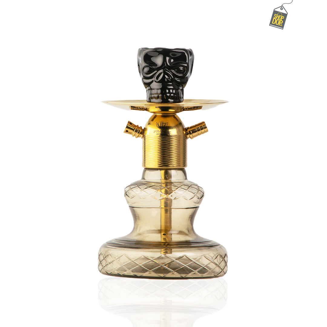 Noddy Hookah - Gold Stem / Grey Carafe Base