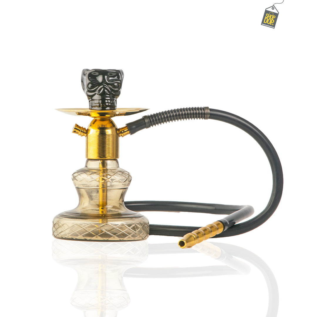 Noddy Hookah - Gold Stem / Grey Carafe Base