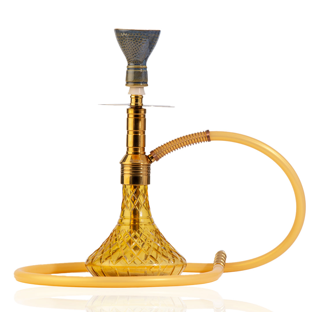 Noddy 007 Night Fire Hookah with Bag - Gold Stem / Gold Base