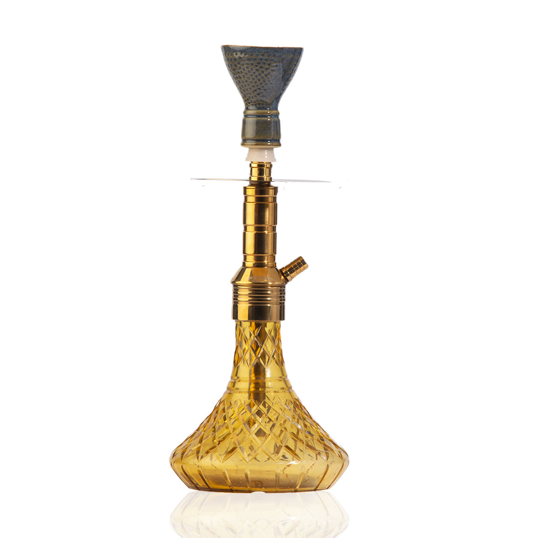 Noddy 007 Night Fire Hookah with Bag - Gold Stem / Gold Base