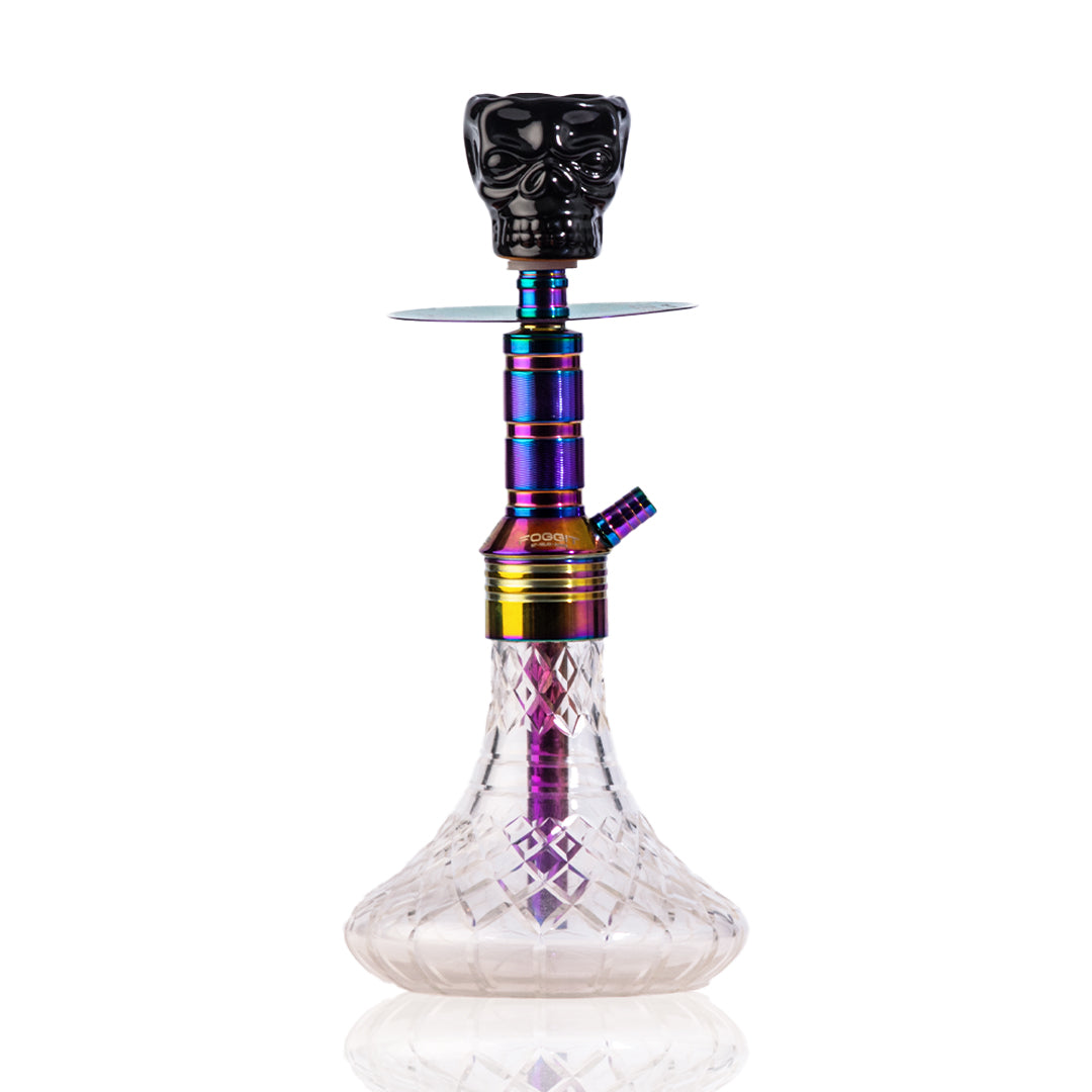 Noddy 007 Night Fire Hookah with Bag - Rainbow Stem / Transparent Base