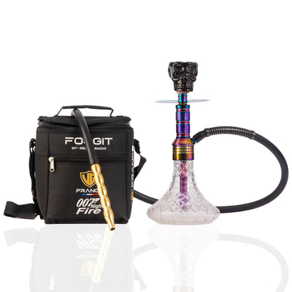 Noddy 007 Night Fire Hookah with Bag - Rainbow Stem / Transparent Base