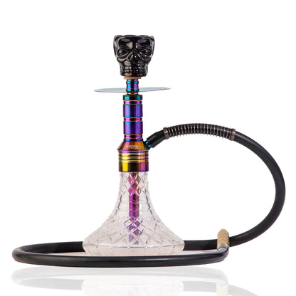 Noddy 007 Night Fire Hookah with Bag - Rainbow Stem / Transparent Base