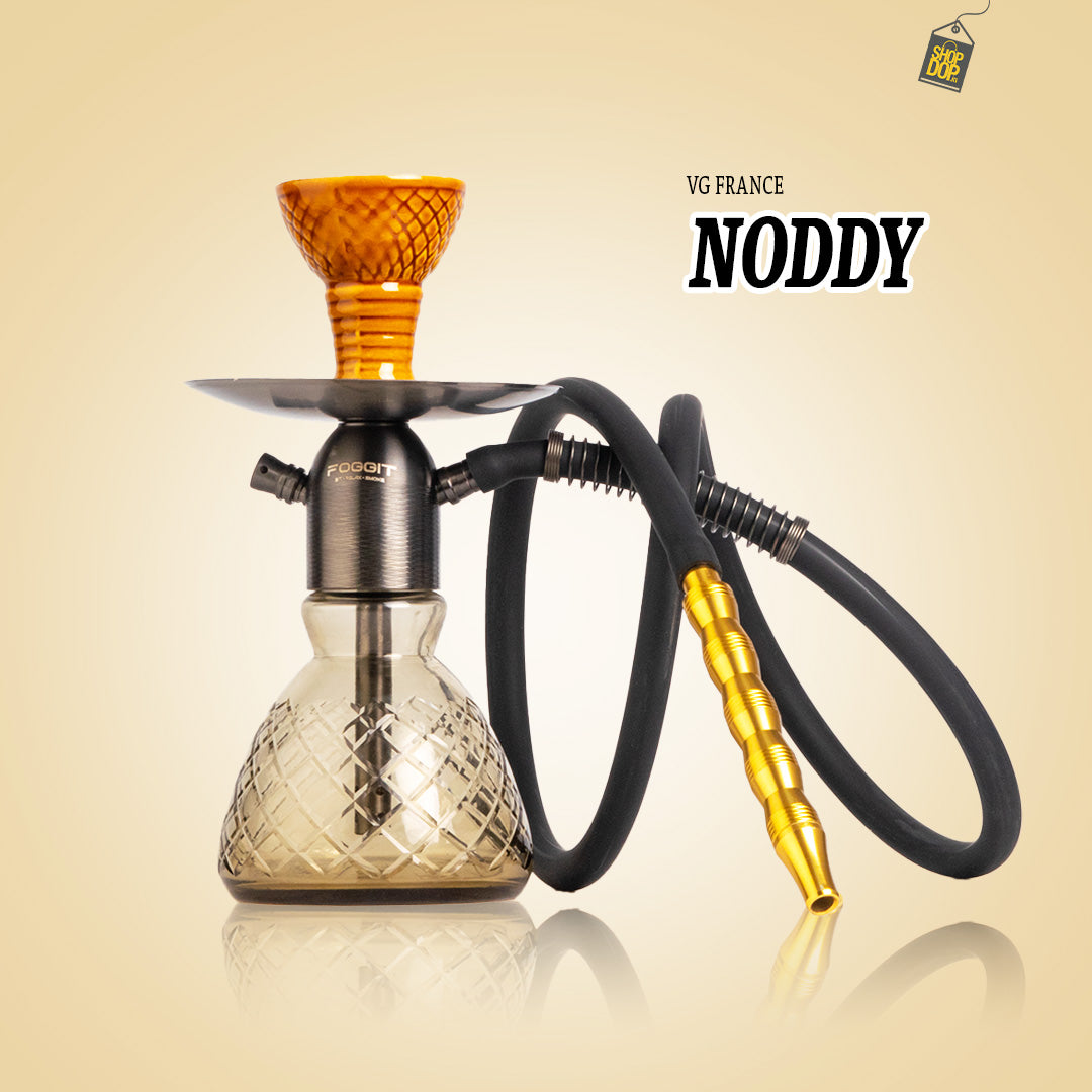 Noddy Hookah - Black Stem / Grey Round Base