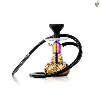 Noddy Hookah - Rainbow Stem / Grey Spiro Base