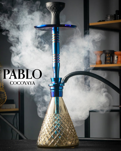 Pablo Hookah with Bag - Grey Base / Blue Stem