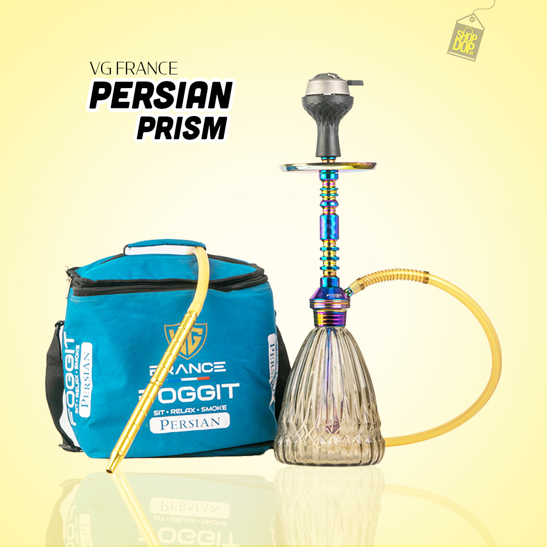 Persian Prism Hookah with Bag - Rainbow Stem / Grey Base