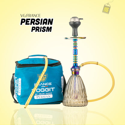 Persian Prism Hookah with Bag - Rainbow Stem / Grey Base