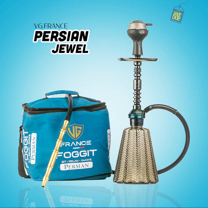 Persian Jewel Hookah with Bag - Black Stem / Grey Base