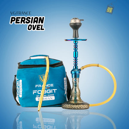 Persian Ovel Hookah with Bag - Blue Stem / Grey Base