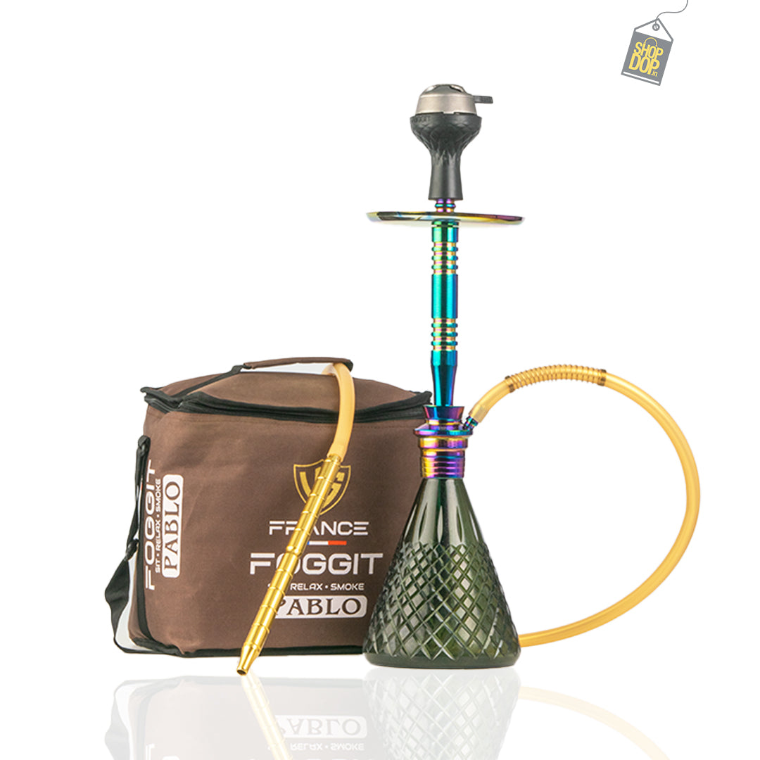 Pablo Hookah with Bag - Black Base / Rainbow Stem