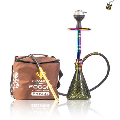 Pablo L2 Hookah with Bag - Green Base / Rainbow Stem