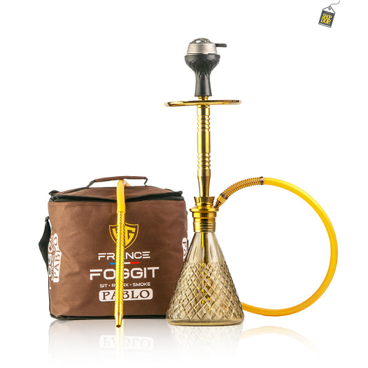 Pablo L2 Hookah with Bag - Grey Base / Golden Stem