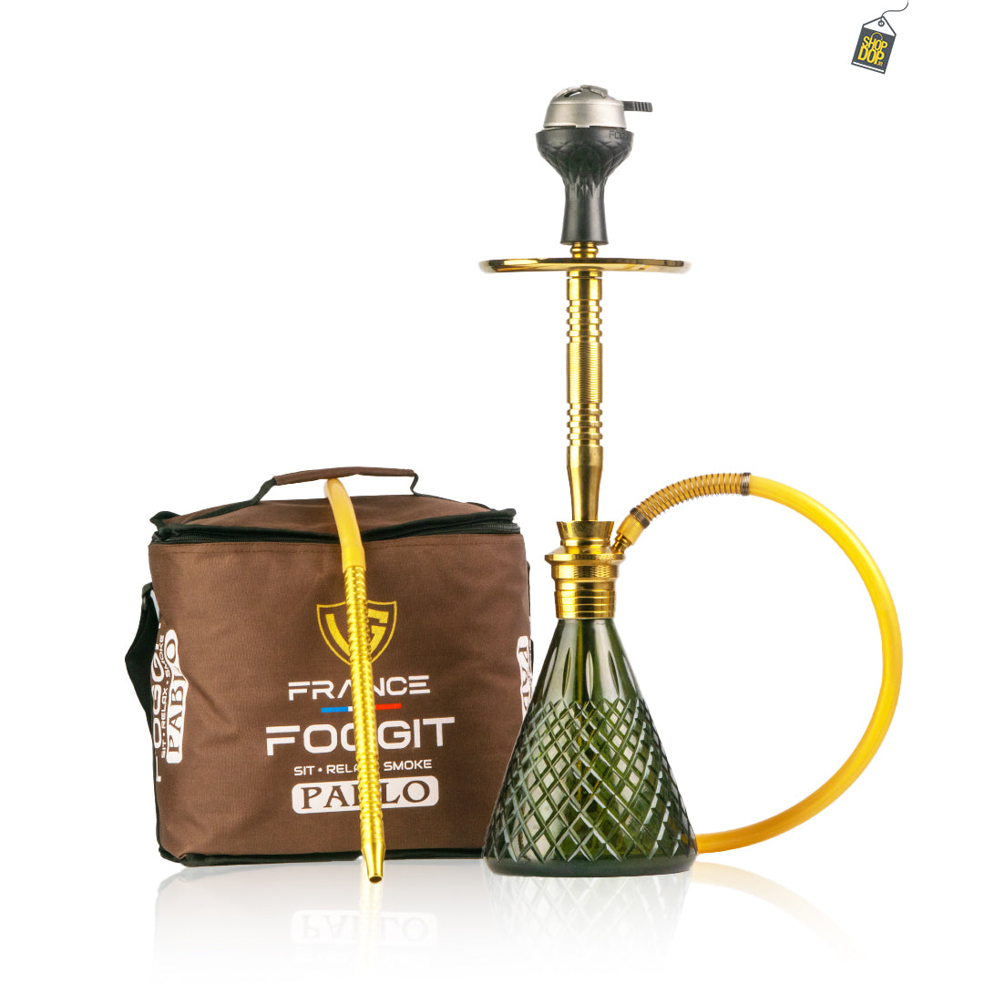 Pablo L2 Hookah with Bag - Green Base / Golden Stem