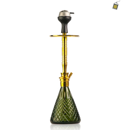 Pablo L2 Hookah with Bag - Green Base / Golden Stem