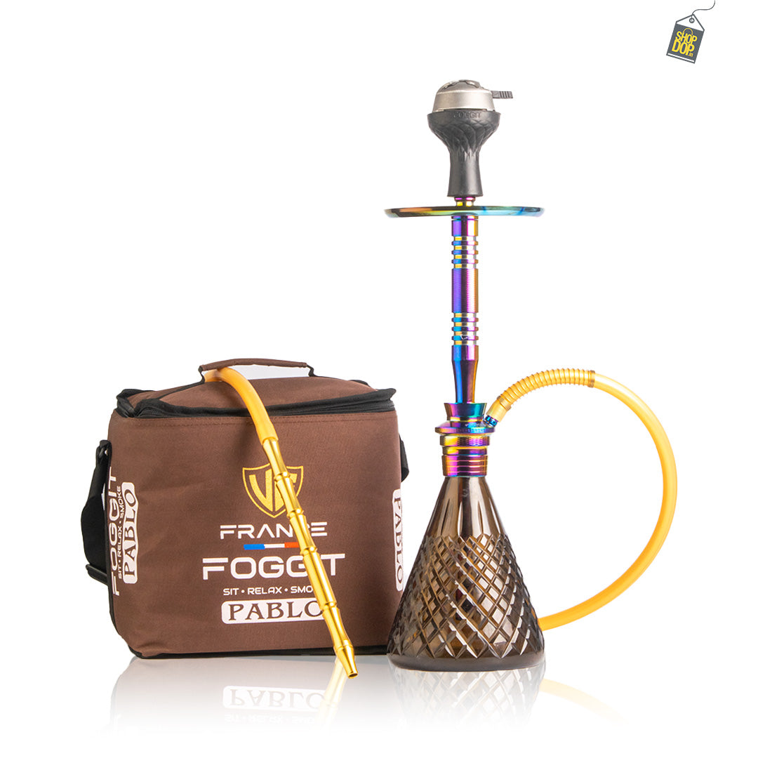 Pablo L2 Hookah with Bag - Black Base / Rainbow Stem