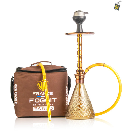 Pablo Hookah with Bag - Grey Base / Bronze Stem