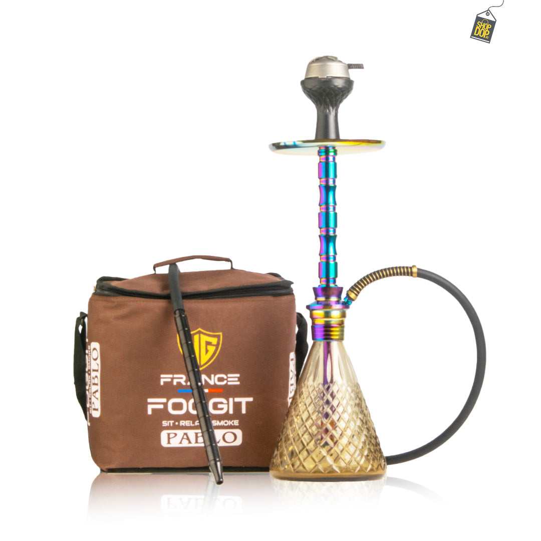 Pablo L2 Hookah with Bag - Grey Base / Rainbow Stem