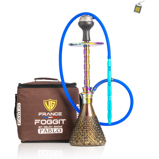 Pablo L5  Hookah with Bag - Brown Base / Rainbow Stem