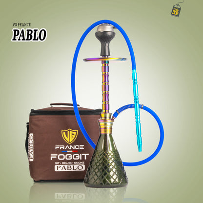 Pablo L5  Hookah with Bag - Green Base / Rainbow Stem