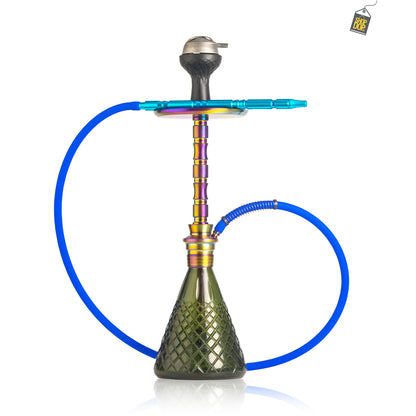 Pablo L5  Hookah with Bag - Green Base / Rainbow Stem