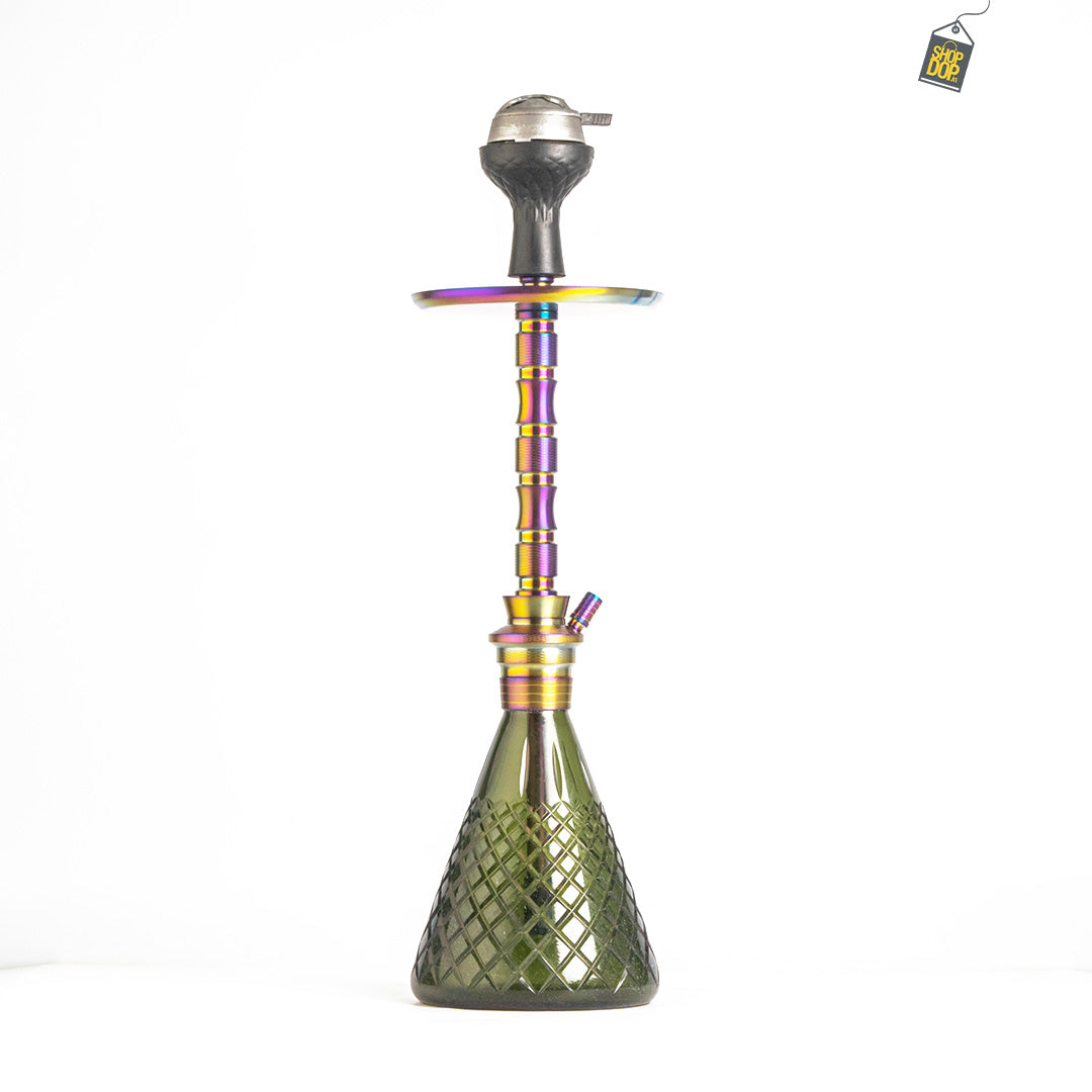 Pablo L5  Hookah with Bag - Green Base / Rainbow Stem