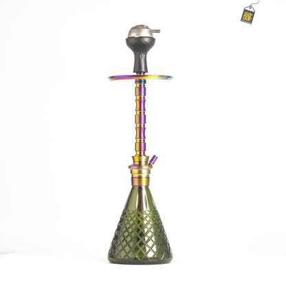 Pablo L5  Hookah with Bag - Green Base / Rainbow Stem