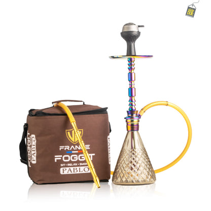 Pablo R1 Hookah with Bag - Grey Base / Rainbow Stem