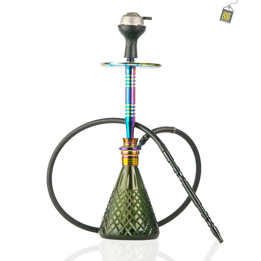 Pablo L2 Hookah with Bag - Green Base / Rainbow Stem