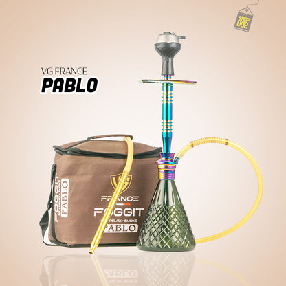 Pablo Hookah with Bag - Grey Base / Blue Stem