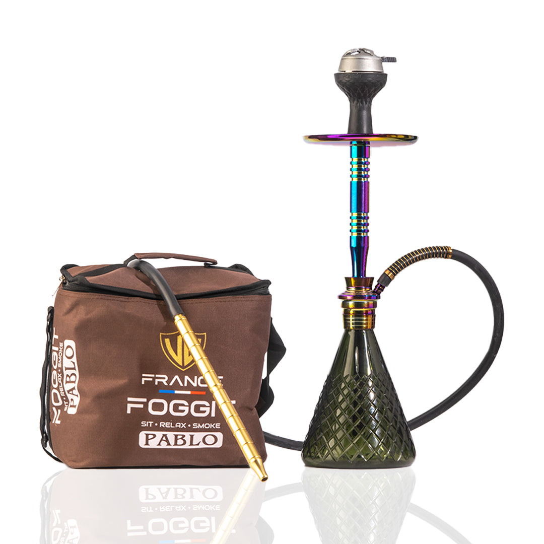 Pablo Hookah with Bag - Black Base / Rainbow Stem