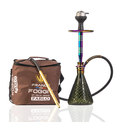 Pablo Hookah with Bag - Black Base / Rainbow Stem