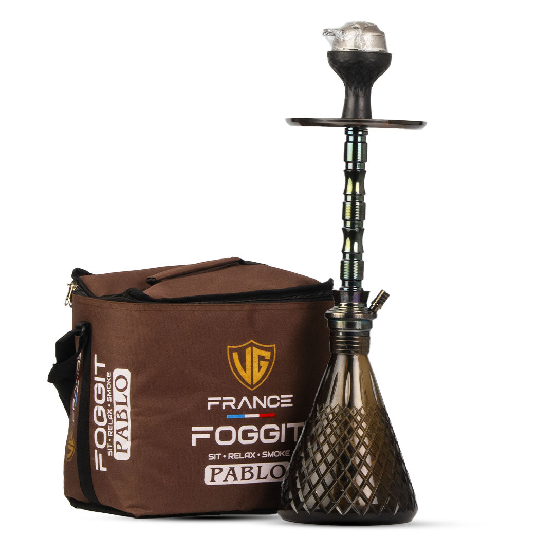 Pablo Hookah with Bag - Brown Base / Black Stem