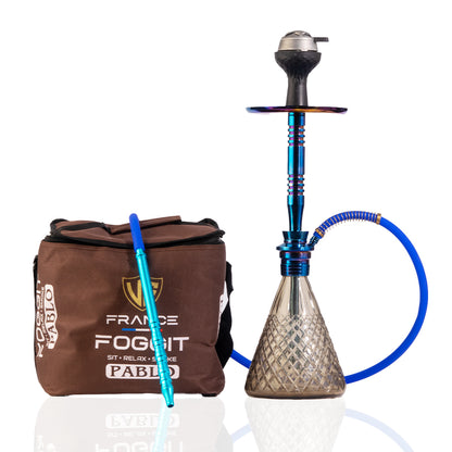 Pablo Hookah with Bag - Grey Base / Blue Stem