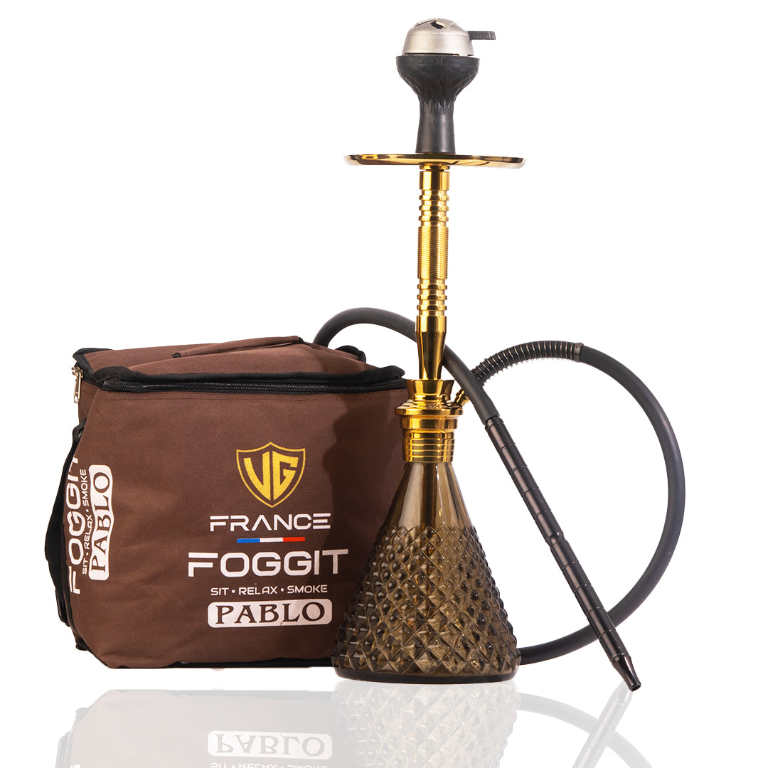 Pablo Hookah with Bag - Grey Base / Gold Stem