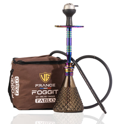 Pablo Hookah with Bag - Grey Base / Rainbow Stem