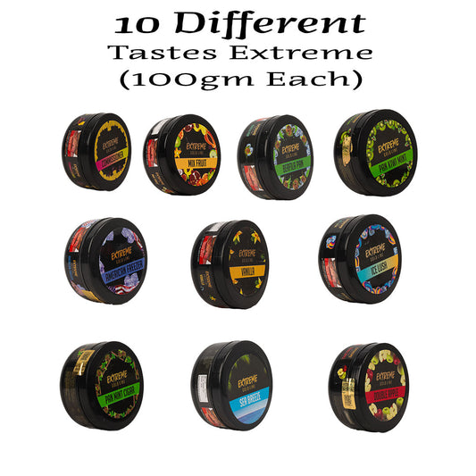 Combo - 10 Different Hookah Flavor Tastes by Extreme (100g Each)