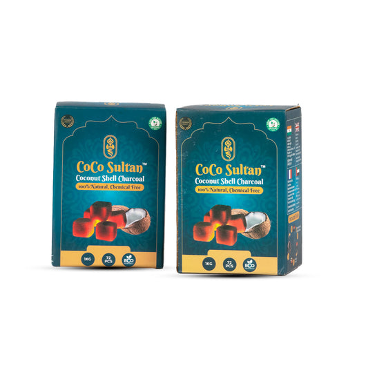 COCO Sultan Hookah Coconut Coal - Pack of 2kg (144pcs Total)