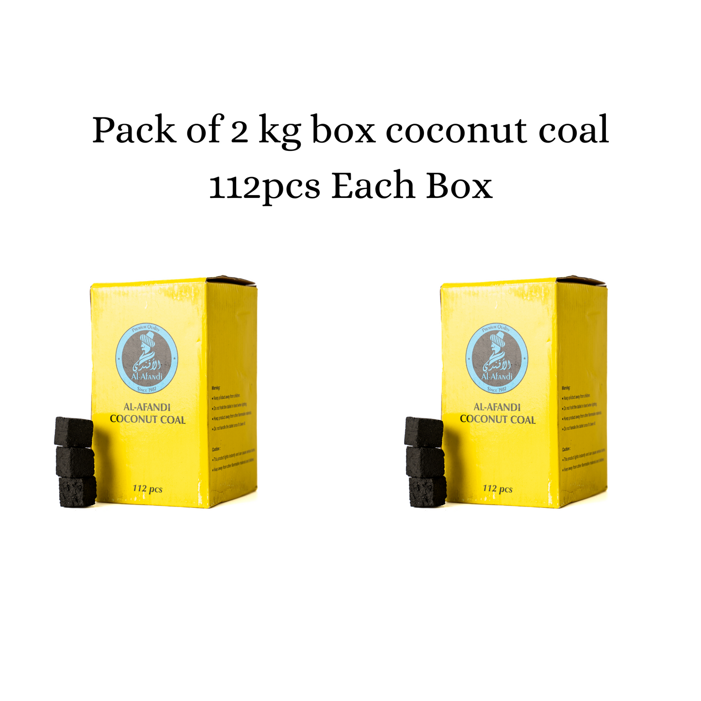 Al Afandi Coconut Coal for Hookah - 112pcs (Pack of 2)