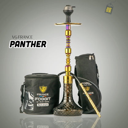 Panther Hookah with 2 Bags - Rainbow Stem / Black Base