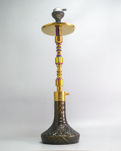 Panther Hookah with 2 Bags - Rainbow Stem / Black Base